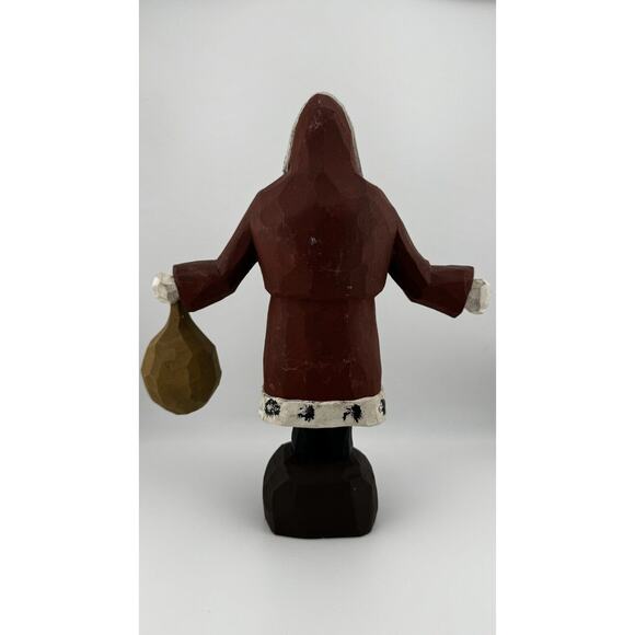 Handcrafted Folk Art Santa Figurine with Pot - Rustic Christmas Decor - Picture 6 of 8